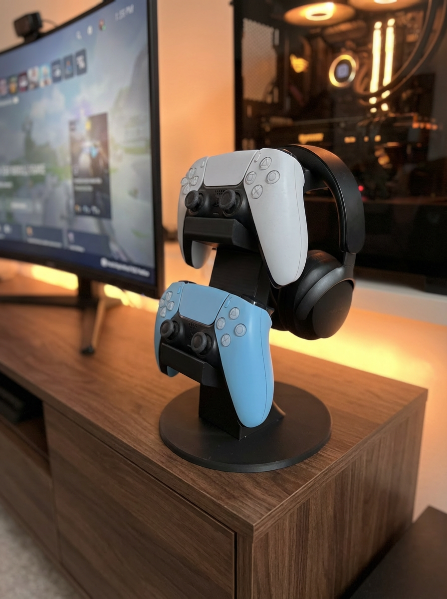 PS5 Ställstation – För Handkontroll & Headset - 3D printad